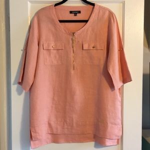 Ellen Tracy linen tunic top size L